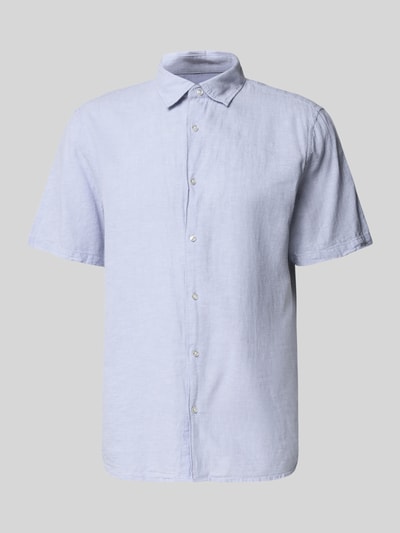 Produktfoto, Regular Fit Freizeithemd aus Leinen-Baumwoll-Mix von MCNEAL, hellblau, Knopfleiste, Kentkragen, glatte Textur