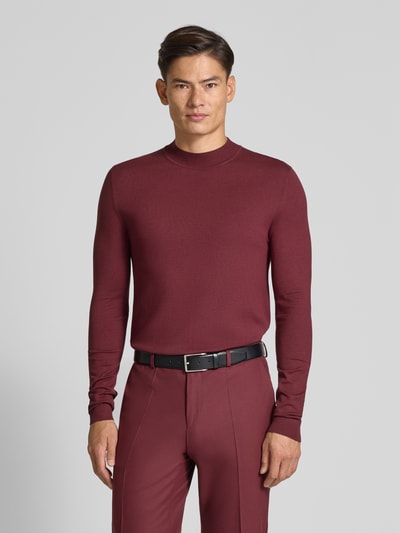 HUGO Regular fit gebreide pullover van viscosemix, model 'SAN MARC' Bordeaux - 4