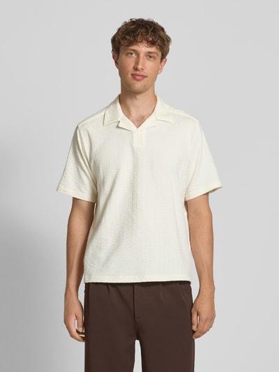 Only & Sons Regular fit poloshirt met seersuckerstructuur, model 'MALES' Offwhite - 4