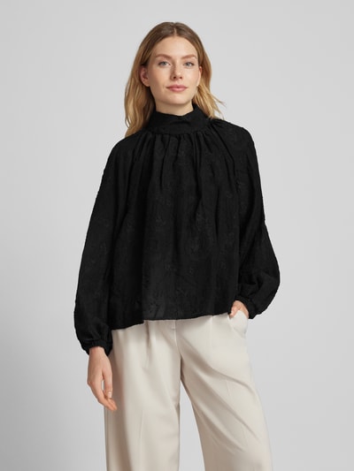 Drykorn Blouse met opstaande kraag, model 'DUMONDA' Zwart - 4