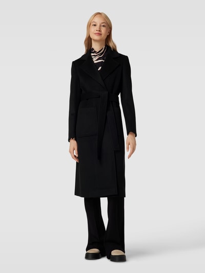 MAX&Co. Lange jas van wol met steekzakken opzij, model 'RUNAWAY' Zwart - 4