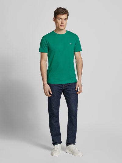 Gant Slim Fit T-Shirt mit Label-Stitching Dunkelgruen 1