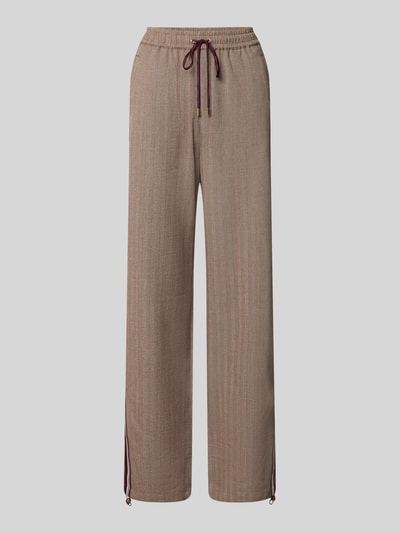 Produktfoto, Wide Fit Hose mit Viskose-Anteil van Liu Jo, dames broek van elastische materiaalmix met viscose, logodetail, tunnelkoord, steekzakken, bandwijdte maat S 38 cm, binnenbeenlengte maat S 80 cm