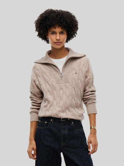 Tommy Hilfiger Relaxed Fit Troyer aus reiner Wolle Sand 4