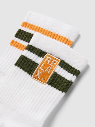 Jake*s Casual Socken mit Motiv-Stitching im 2er-Pack Weiss 2