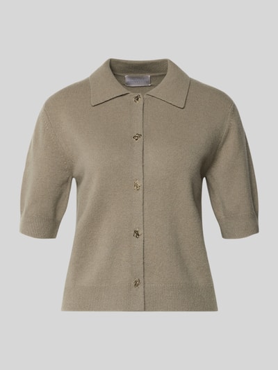 Hemisphere T-shirt o kroju regular fit z imitacji dzianiny z mieszanki kaszmiru Oliwkowy 2