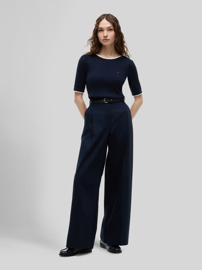 Tommy Hilfiger Regular Fit Pullover aus reiner Baumwolle mit kurzen Ärmeln Marine 1