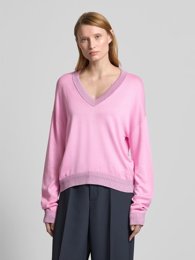 LIU JO SPORT Oversized gebreide pullover met ribboorden Felroze - 4