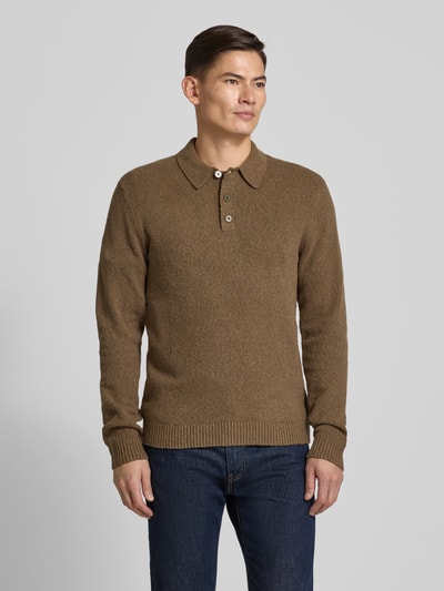 Jack & Jones Premium Sweter z dzianiny z kołnierzykiem polo model ‘MAVERICK’ Camel 4