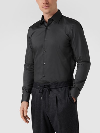 BOSS Slim fit zakelijk overhemd van twill met stretch Antraciet - 4