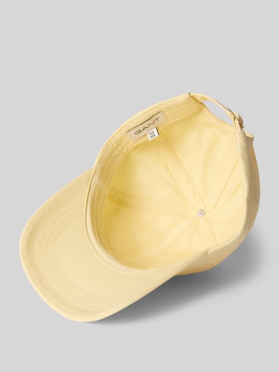 Produktfoto, Basecap aus Baumwolle mit Label-Stitching von Gant in zartem Gelb, Verstärkter Schirm, Größenverstellbar, Reine Baumwolle