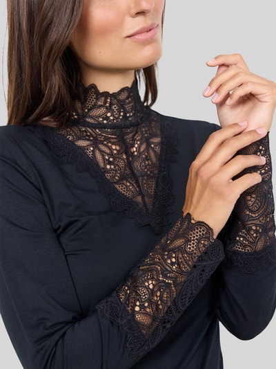 Soyaconcept Slim Fit Langarmshirt mit Spitzenbesatz Black 3
