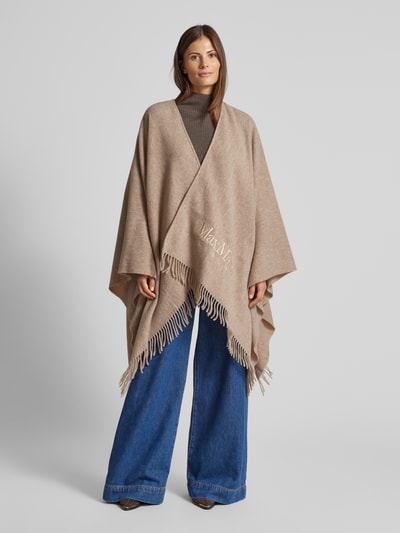 MaxMara Leisure Poncho aus Woll-Mix mit Label-Stitching Modell 'MARTORA' Hazel 4