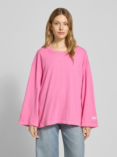 American Vintage Oversized shirt met lange mouwen en ronde hals, model 'FIZVALLEY' Roze - 4