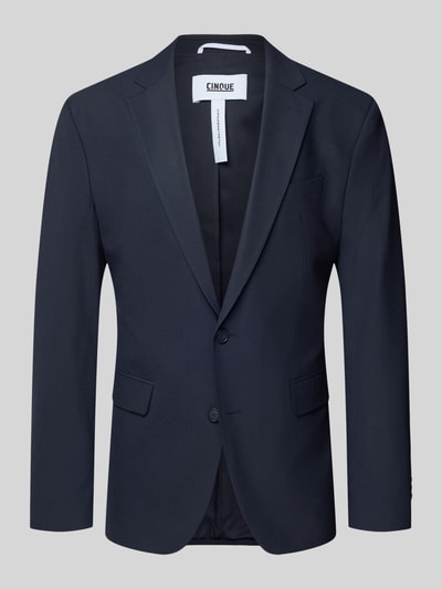 Produktfoto, Slim Fit Sakko mit Schurwoll-Anteil Modell 'Totti' von CINQUE in Dunkelblau, Elastischer-Material-Mix, Reverskragen, Knopfleiste, Pattentaschen