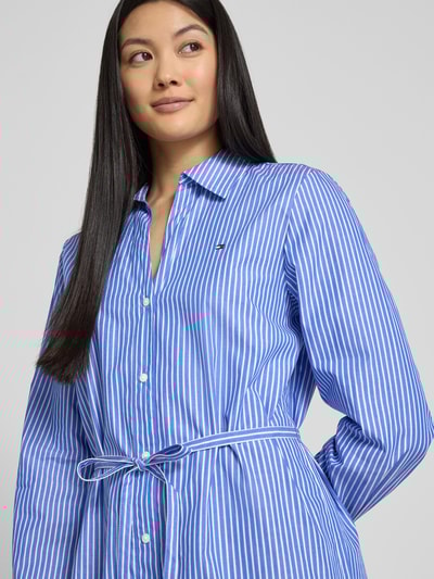 Tommy Hilfiger Oversized Hemdblusenkleid mit Bindegürtel Hellblau 3