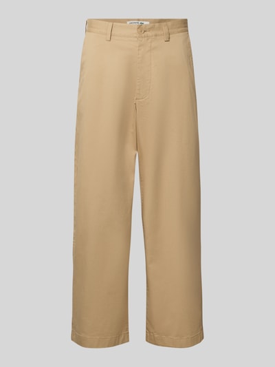 Produktfoto, Loose Fit Weite Hose aus Baumwoll-Mix von Lacoste, beige Farbe, glatte Oberfläche, gerader Schnitt, Herren Weite Hose von Lacoste