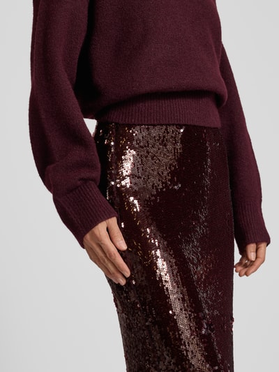 YAS Midirock mit Pailletten Modell 'ROYALINA' Bordeaux 3