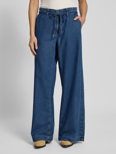 MAC Loose fit jeans met strikceintuur, model 'Wendy' Blauw - 4