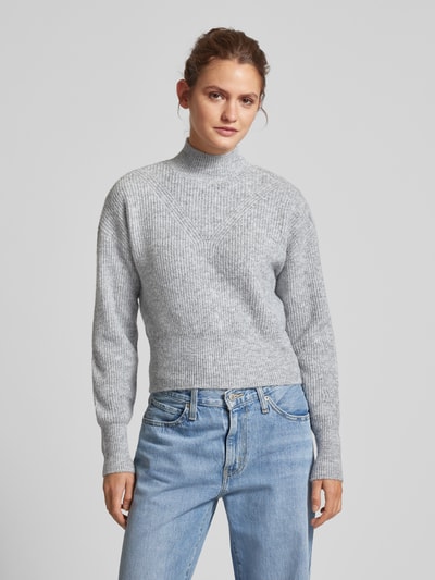 Noisy May Gebreide pullover met opstaande kraag, model 'NELLA' Middengrijs gemêleerd - 4