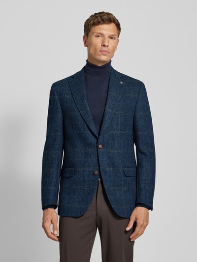 Carl Gross Slim fit 2-knoops colbert van scheerwol, model 'Theo' Donkerblauw - 4