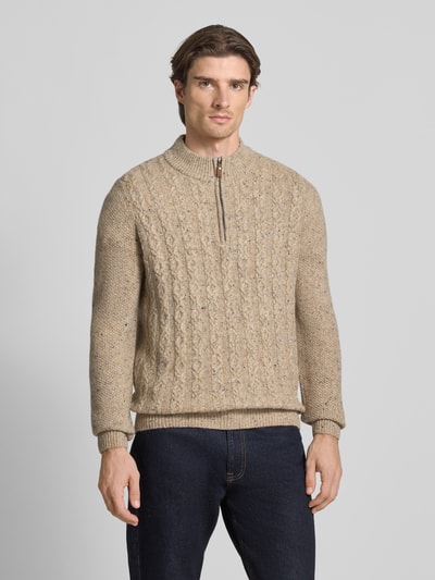 Fynch-Hatton Strickpullover mit gerippten Abschlüssen Hellgrau 4