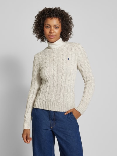 Polo Ralph Lauren Gebreide pullover met kabelpatroon, model 'RAGG JULIE' Beige gemêleerd - 4