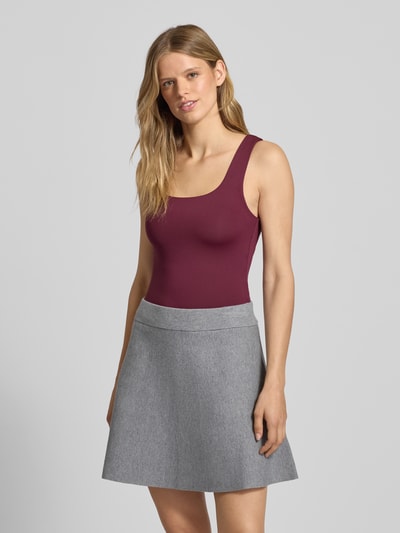 Only Slim fit tanktop met boothals, model 'LEA' Bordeaux - 4