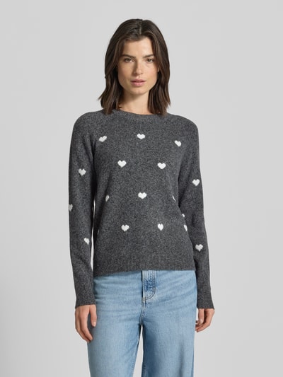 Vero Moda Regular Fit Strickpullover mit Raglanärmeln Modell 'DOFFY' Dunkelgrau 4