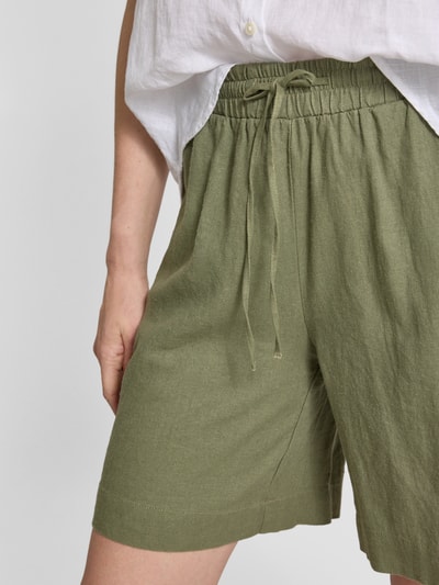 FREE/QUENT Bermudy lniane o kroju relaxed fit z tunelem model ‘Lava’ Khaki 3