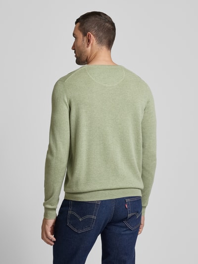 Fynch-Hatton Gebreide pullover met V-hals Kaki - 5