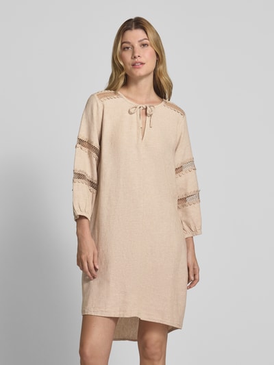 FREE/QUENT Knielanges Leinenkleid aus Leinen-Viskose-Mix Modell 'Laluna' Beige 4