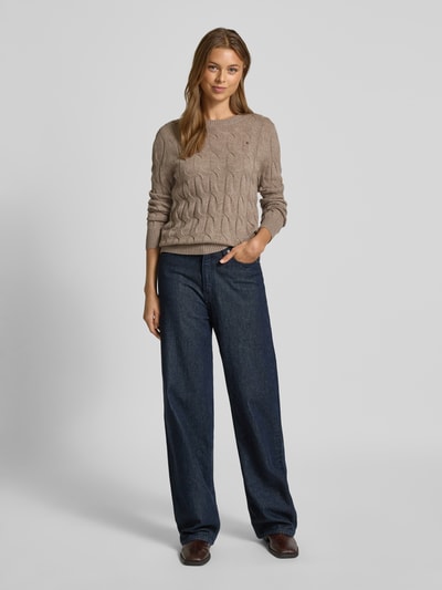 Tommy Hilfiger Sweter z dzianiny o kroju regular fit z czystej wełny Szarobrązowy 1