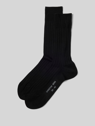 Christian Berg Men Socken mit Label-Print im 2er-Pack Black 1