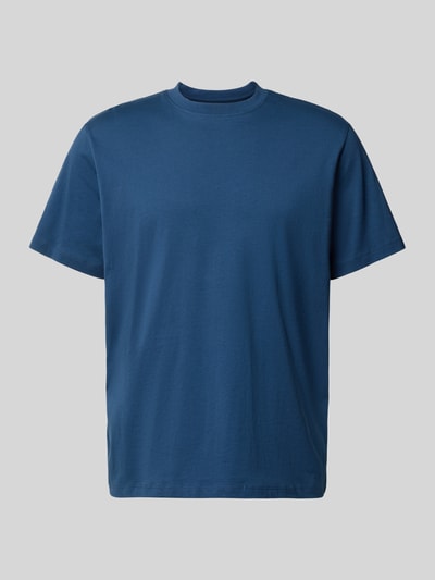 Produktfoto, blauw regular fit T-shirt uit pure katoen model 'HASPEN' van SELECTED HOMME, eenvoudige structuur, heren T-shirt.