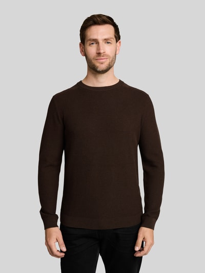 Tom Tailor Regular fit pullover met crew neck kraag Donkerbruin - 4