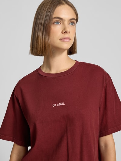 OH APRIL T-shirt met labelprint Donkerrood - 3