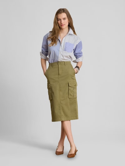 Lauren Ralph Lauren Schmaler Midi-Rock aus Baumwoll-Mix Khaki 1