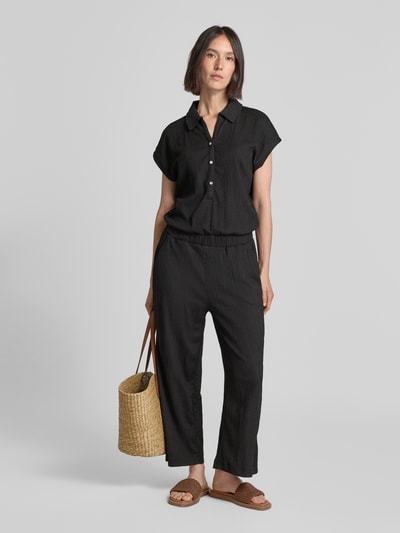 OPUS Jumpsuit mit Strukturmuster Modell 'Melti polo' BLACK 1