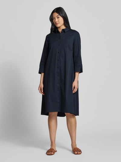 ROBE LÉGÈRE Knielange overhemdjurk met 3/4-mouwen Marineblauw - 4