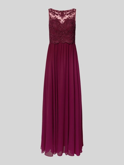 Laona Abendkleid mit Ziersteinen und floralen Stickereien Bordeaux 2