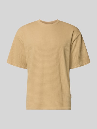 Redefined Rebel T-Shirt mit Strukturmuster und Rundhalsausschnitt Modell 'PETER' Beige 2