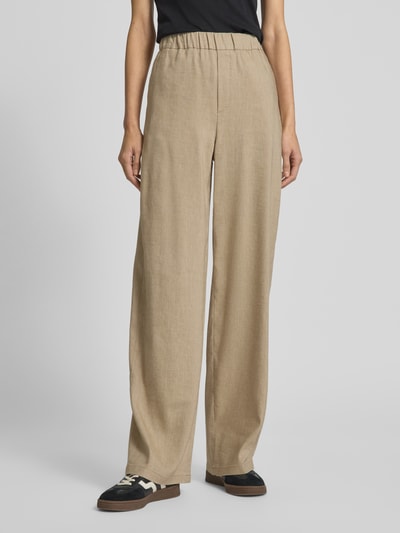 Drykorn Straight leg linnen broek met elastische band, model 'CONSIDER' Beige - 4
