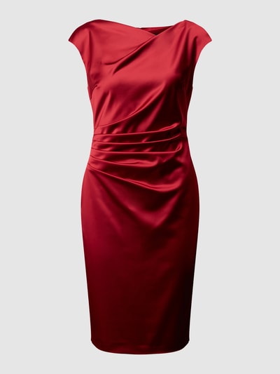 Swing Cocktailkleid aus Satin mit Drapierung Rot 2