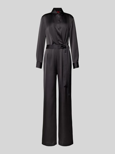 HUGO Jumpsuit aus Satin mit Bindegürtel Modell 'Klessia' Black 2