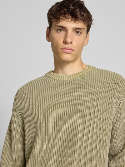 Pepe Jeans Regular fit pullover van puur katoen, model 'PARKER CREW' Olijfgroen - 3