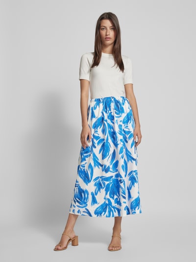 MSCH Copenhagen Midirok met all-over print, model 'Sinaia' Koningsblauw - 1