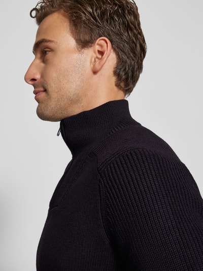 JOOP! Collection Strickpullover aus Lanawoll-Mix mit Troyer-Kragen Marine 3