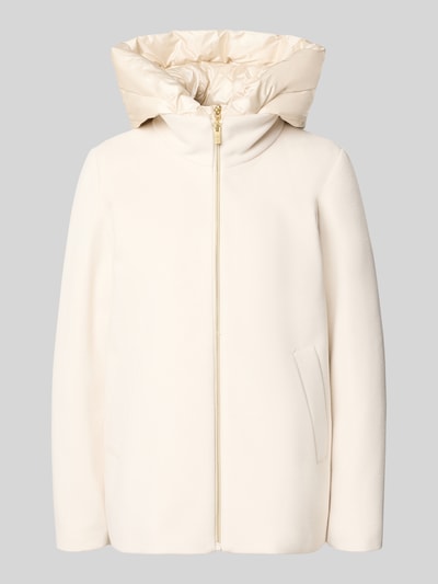 Produktfoto, Regular Fit jack met viscose, Materiaalmix, model 'SORRISO' van EMME, capuchon, ritssluiting, dames, beige, gladde stof