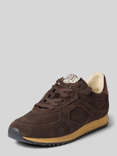 Produktfoto, Sneaker aus echtem Rindsleder Modell 'Beja' von GANT, dunkelbraun, Beige-Details, Wildleder-Textur, Damen Sneaker von GANT